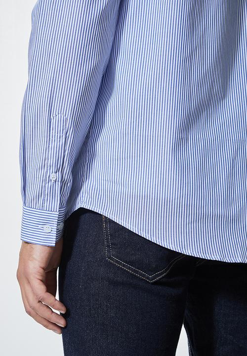 Superbalist - Barber regular fit stripe shirt - blue & white 