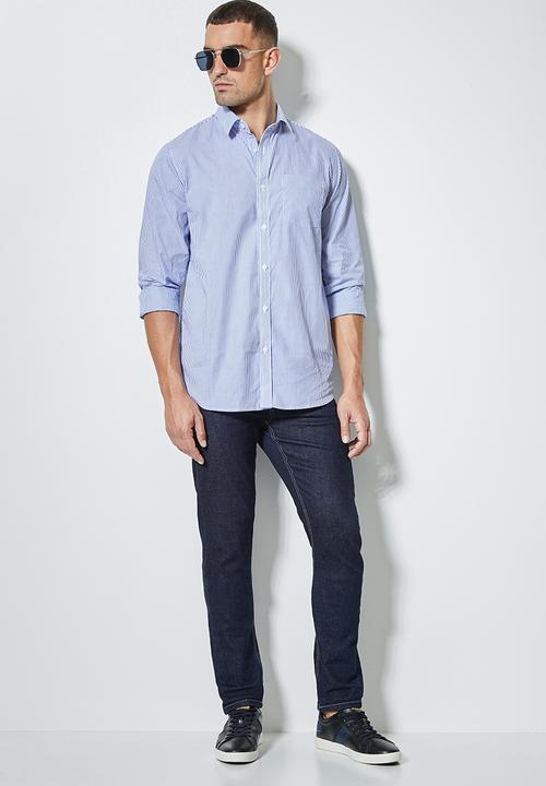 Superbalist - Barber regular fit stripe shirt - blue & white 