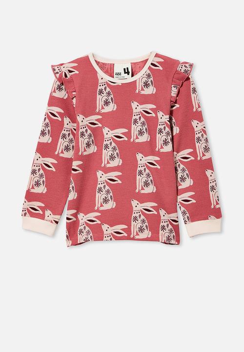 Cotton On - Edith long sleeve pyjama set - folk bunny very berry