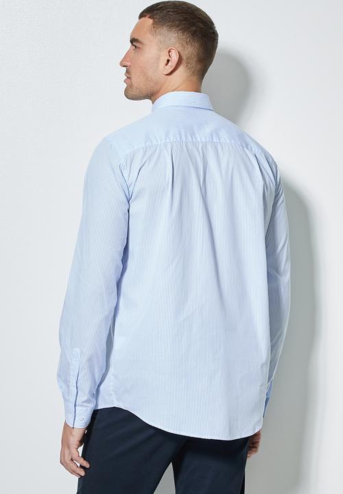 Superbalist - Barber regular fit stripe shirt - light blue & white 