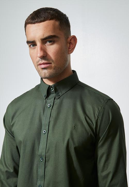 Superbalist - Barber regular fit oxford shirt - dark green