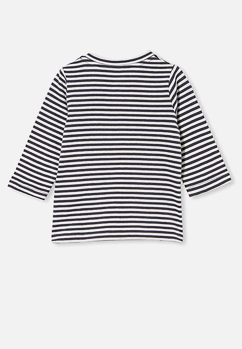 Cotton On - Jamie long sleeve tee - chris stripe vintage navy/vanilla