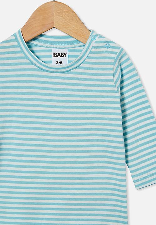 Cotton On - Jamie long sleeve tee - chris stripe blue ice/vanilla