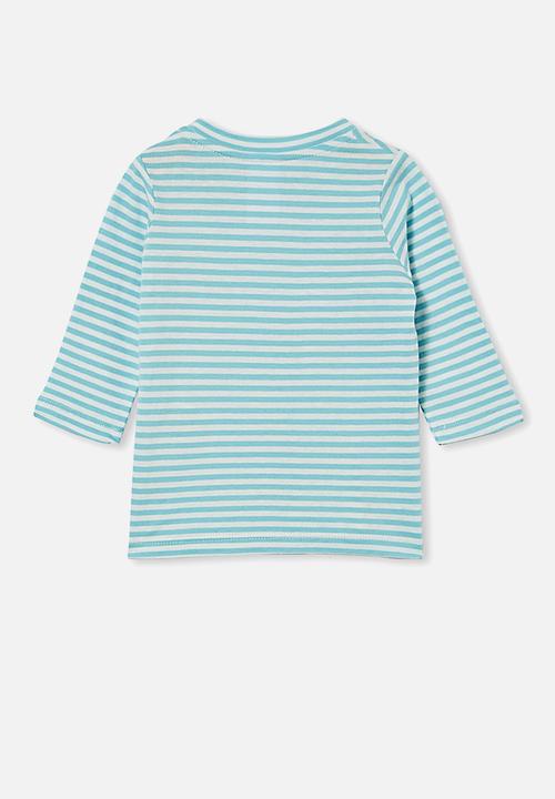 Cotton On - Jamie long sleeve tee - chris stripe blue ice/vanilla