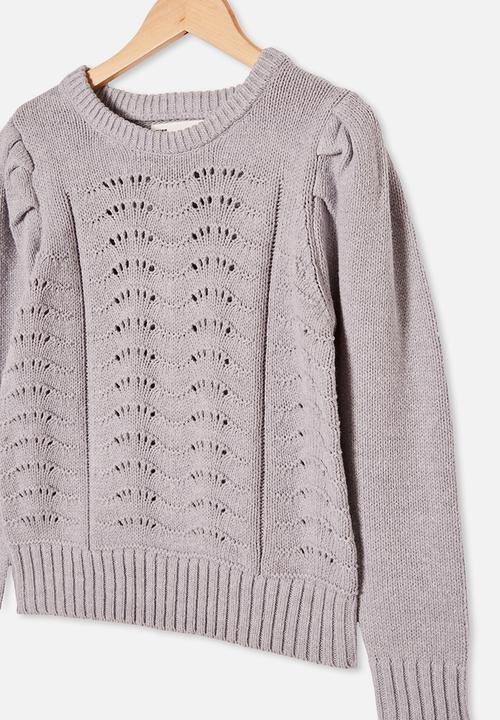 Free by Cotton On - Darla puff sleeve knit jumper - grey marle