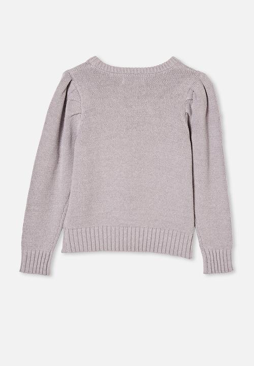 Free by Cotton On - Darla puff sleeve knit jumper - grey marle