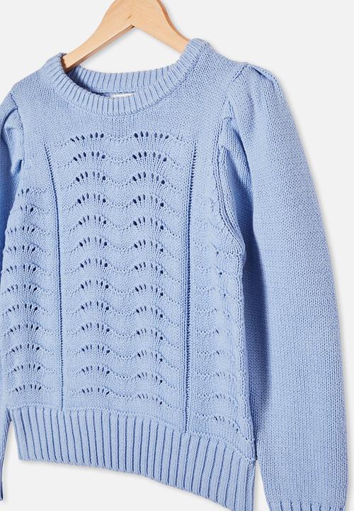 Free by Cotton On - Darla puff sleeve knit jumper - dusk blue
