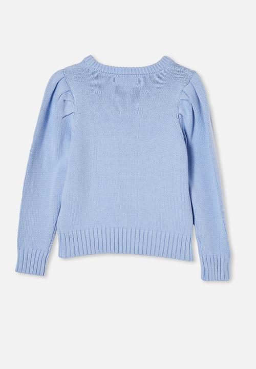 Free by Cotton On - Darla puff sleeve knit jumper - dusk blue