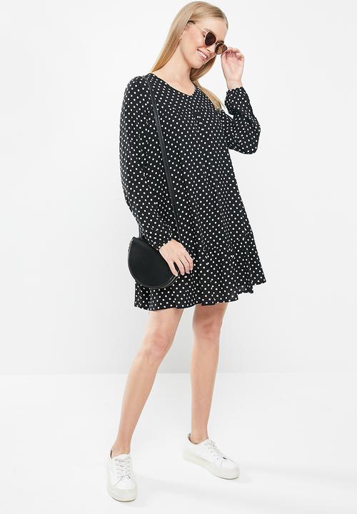 Jacqueline de Yong - Enzo tier dress - black & white 