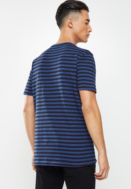 Only & Sons - Jamie life short sleeve stripe reg tee - black & blue