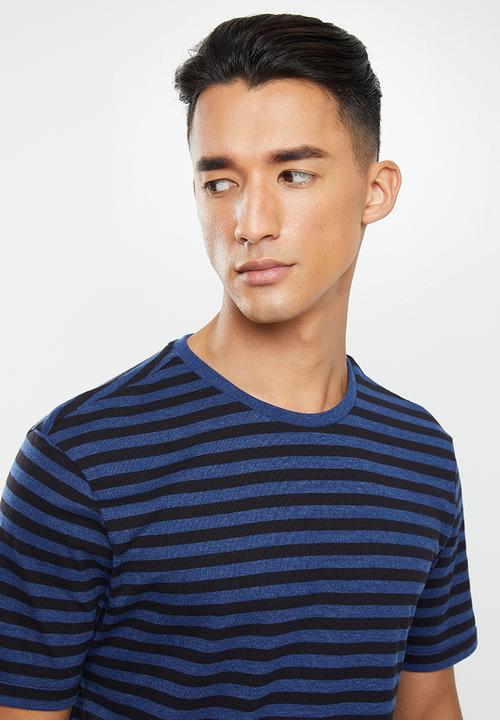 Only & Sons - Jamie life short sleeve stripe reg tee - black & blue