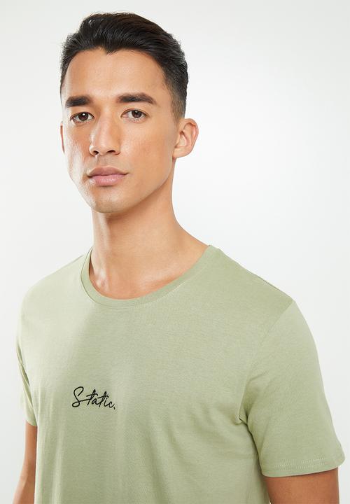 Factorie - Curved graphic T-shirt - sage