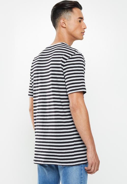 Only & Sons - Jamie life short sleeve stripe reg tee - grey & black