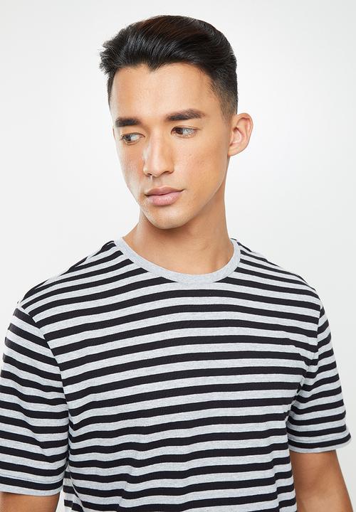 Only & Sons - Jamie life short sleeve stripe reg tee - grey & black