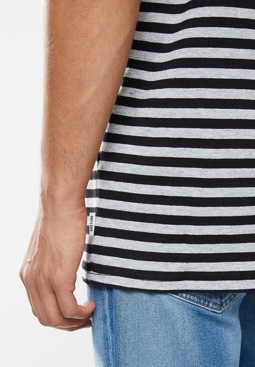 Only & Sons - Jamie life short sleeve stripe reg tee - grey & black