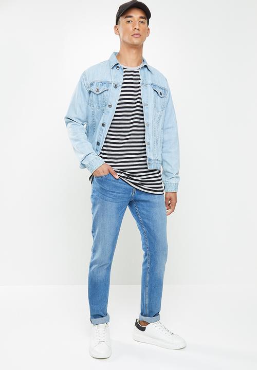 Only & Sons - Jamie life short sleeve stripe reg tee - grey & black
