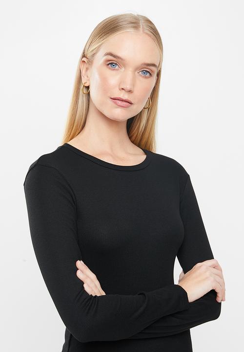 Jacqueline de Yong - Hannah life long sleeve o-neck dress - black
