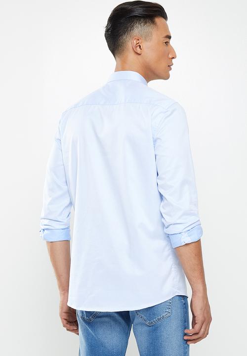 Only & Sons - Alves life long sleeve 2-ply easy iron shirt - blue