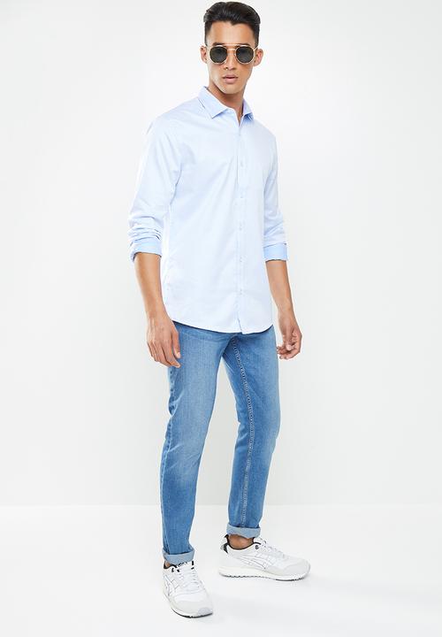 Only & Sons - Alves life long sleeve 2-ply easy iron shirt - blue