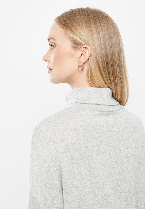Jacqueline de Yong - Sara tonsy long sleeve cowl neck dress - light grey