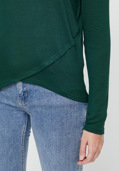 Jacqueline de Yong - Giala long sleeve wrap top - green 