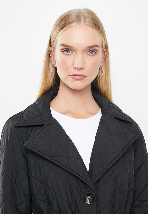 Jacqueline de Yong - Tora long quilt trenchcoat - black