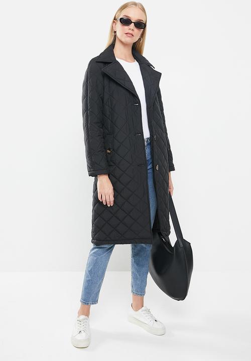 Jacqueline de Yong - Tora long quilt trenchcoat - black