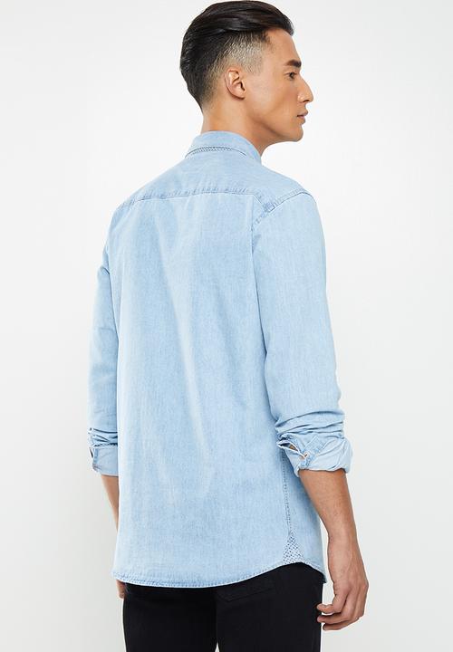 Only & Sons - Ask life ls chambray shirt - light blue