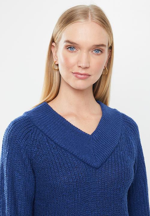 Jacqueline de Yong - Nolia megan long sleeve off-shoulder pullover - blue
