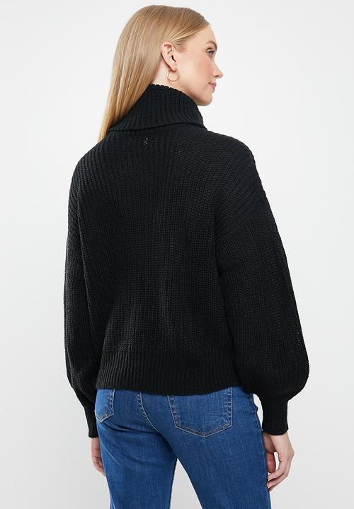Jacqueline de Yong - Jady justy long sleeve cowlneck pullover knit - black