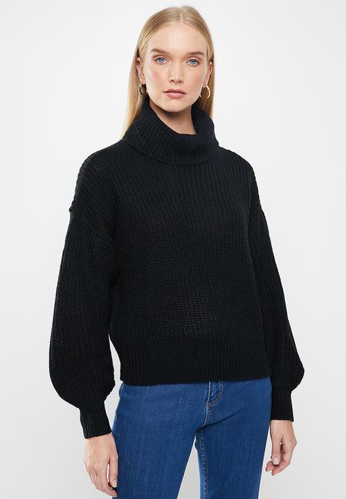 Jacqueline de Yong - Jady justy long sleeve cowlneck pullover knit - black
