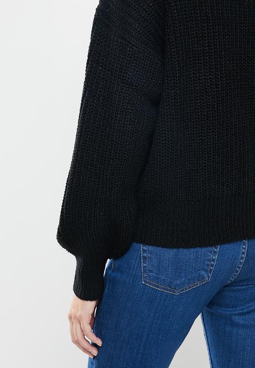 Jacqueline de Yong - Jady justy long sleeve cowlneck pullover knit - black