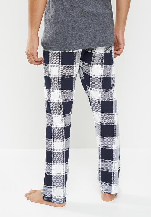 Only & Sons - Anton lounge check pant - navy & white