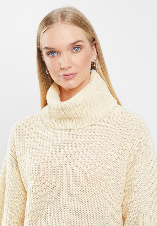 Jacqueline de Yong - Jady justy long sleeve cowlneck pullover knit - cream 