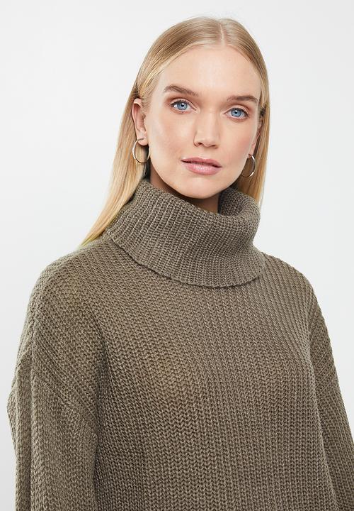 Jacqueline de Yong - Jady justy long sleeve cowlneck pullover knit - brown 