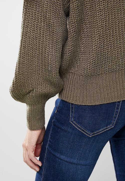 Jacqueline de Yong - Jady justy long sleeve cowlneck pullover knit - brown 