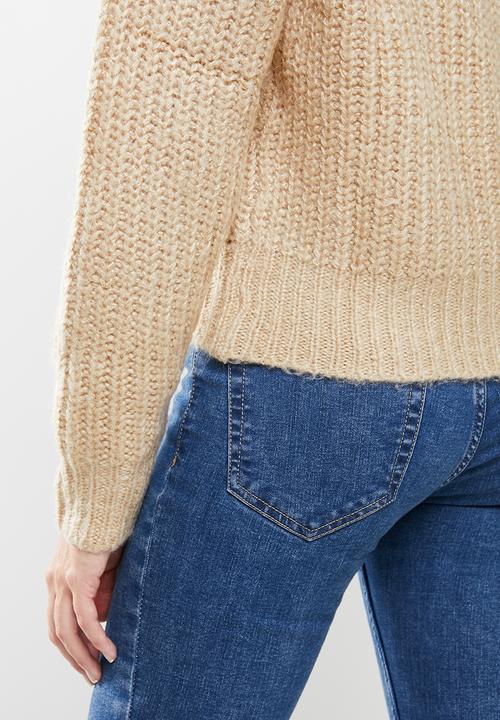 Jacqueline de Yong - Panther long sleeve cardigan knit - beige 