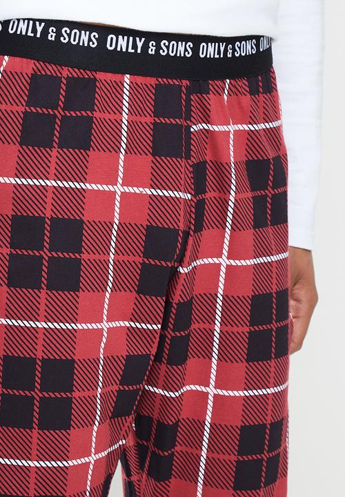 Only & Sons - Anton lounge check pant - red