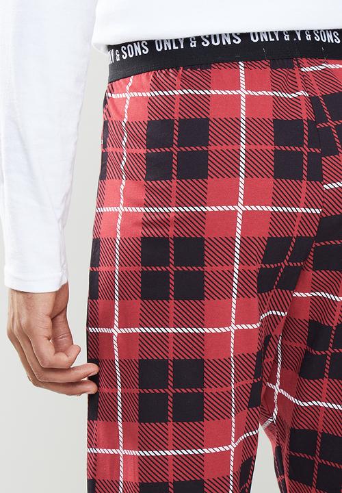 Only & Sons - Anton lounge check pant - red