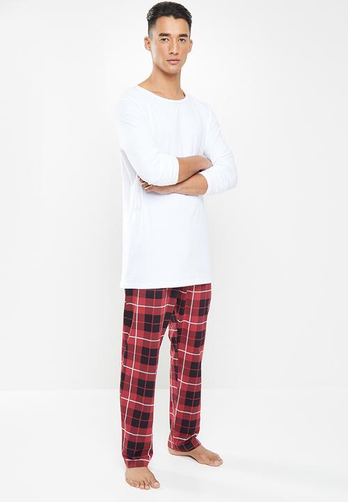 Only & Sons - Anton lounge check pant - red