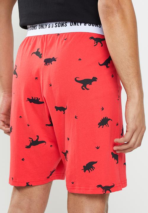 Only & Sons - Anton lounge print shorts - red