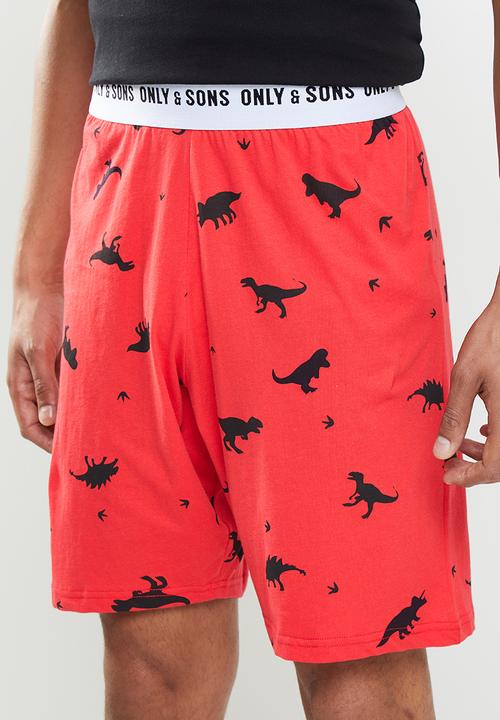 Only & Sons - Anton lounge print shorts - red