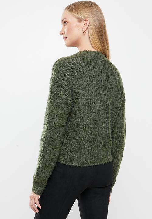 Jacqueline de Yong - Panther long sleeve cardigan knit - olive