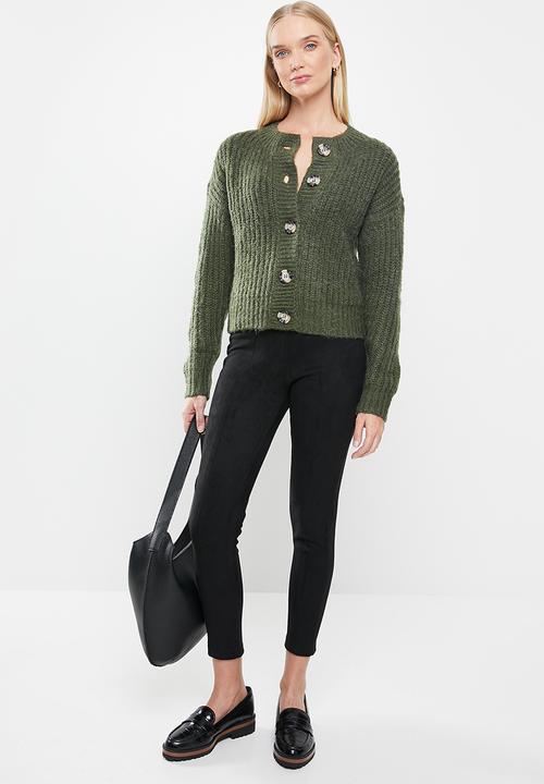 Jacqueline de Yong - Panther long sleeve cardigan knit - olive