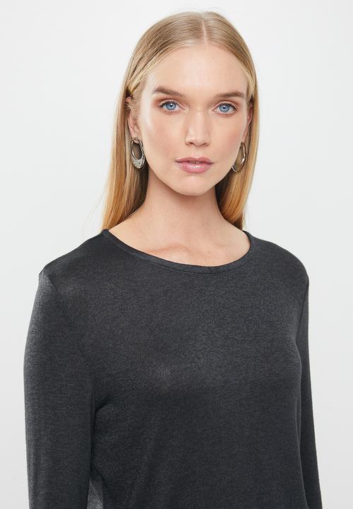 Jacqueline de Yong - Giala long sleeve wrap top - grey 