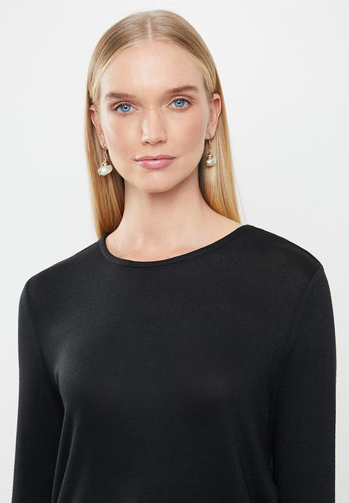 Jacqueline de Yong - Giala long sleeve wrap top - black