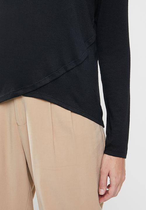 Jacqueline de Yong - Giala long sleeve wrap top - black