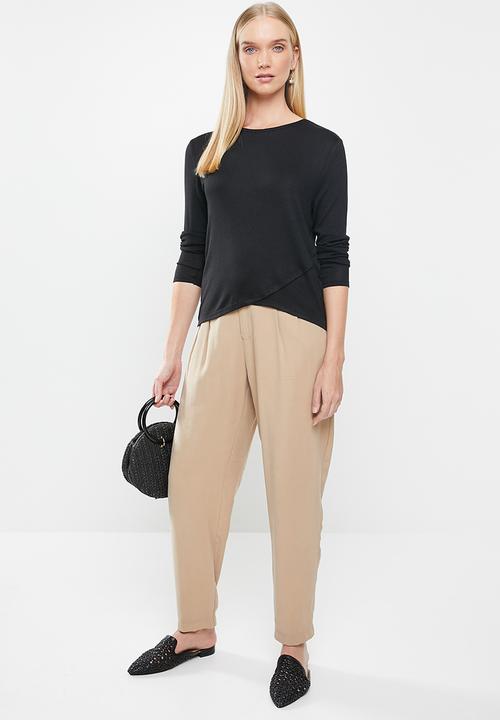 Jacqueline de Yong - Giala long sleeve wrap top - black