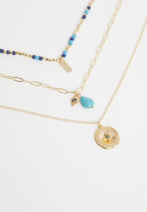 Superbalist - Zara layered necklace- blue & gold