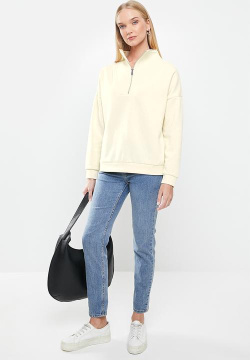 Vero Moda - Lydia long sleeve zip sweat - neutral 